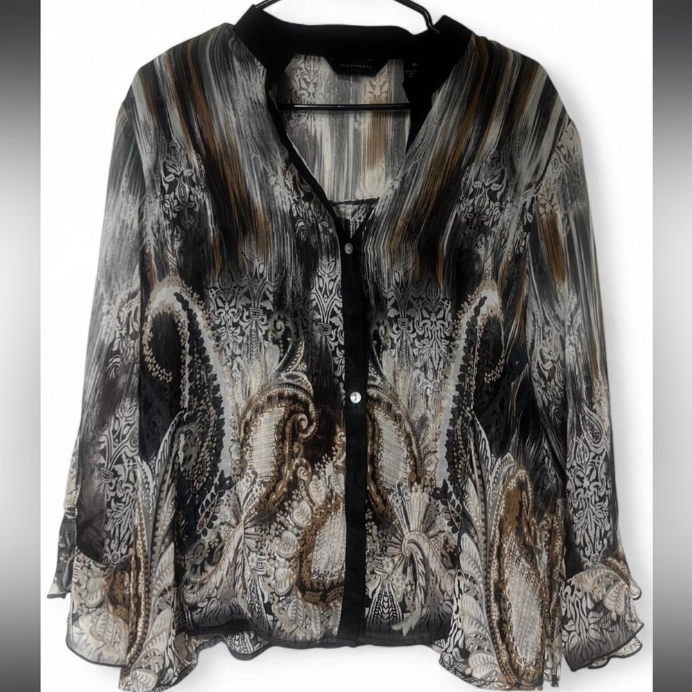 Investments Black and Brown Paisley Blouse